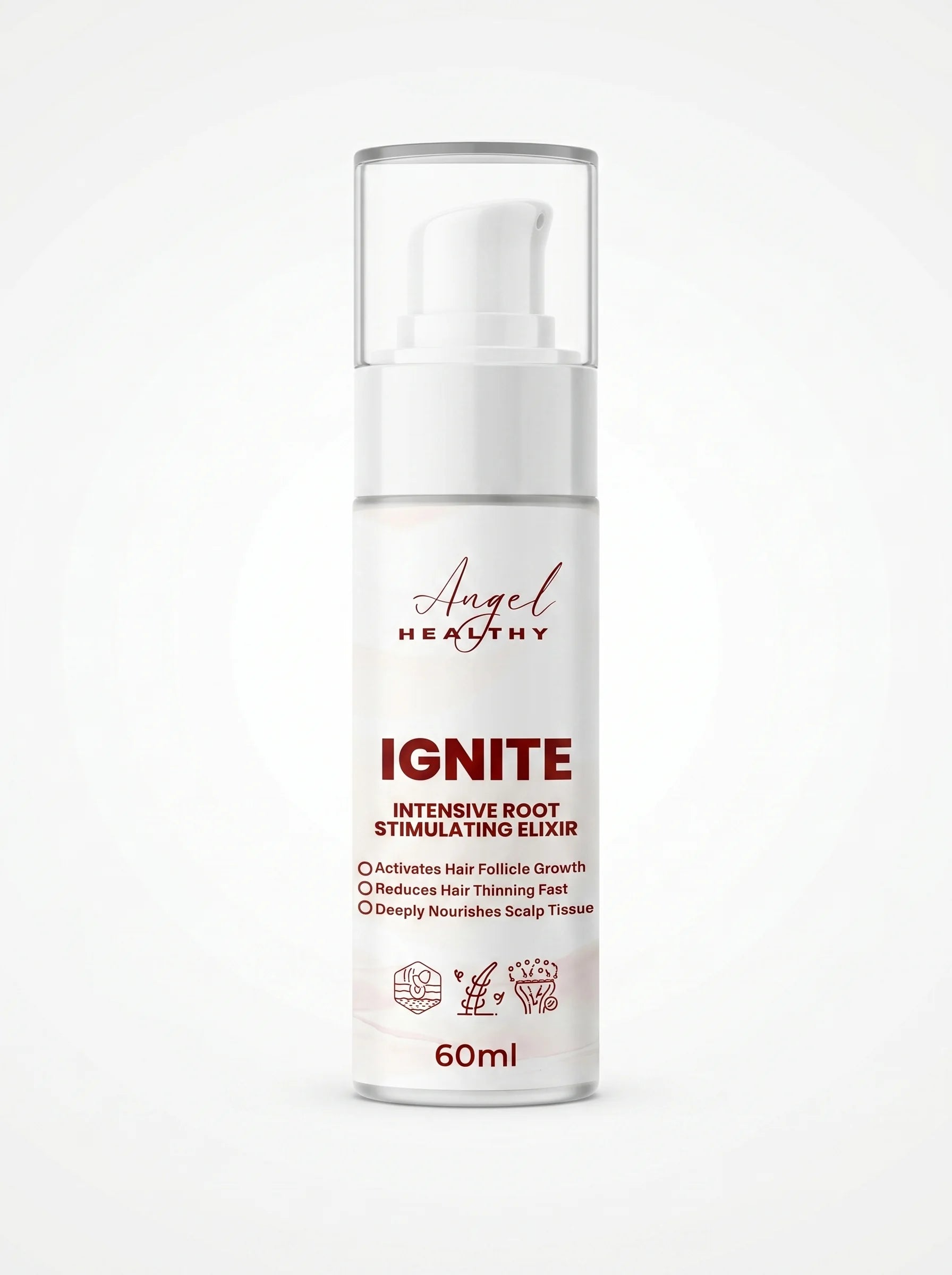 Image 4k du flacon d'huile anti chute maroc Ignite. Photo officielle haute résolution du serum anti chute cheveux par anjel helth ignit.